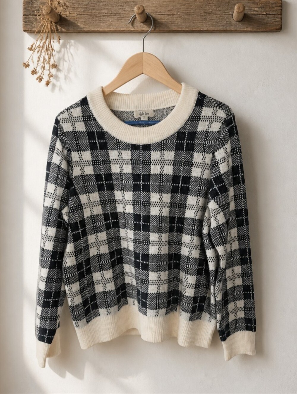 Style & Co. NWT Pullover Plaid Winter Sweater Size L